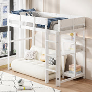 Loft Bed 90x200cm Storage Slatted Base - White Pine Wood