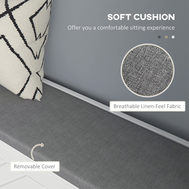 Shoe Storage Bench Upholstered Entryway with 2 Flip Drawers for 8 Pairs