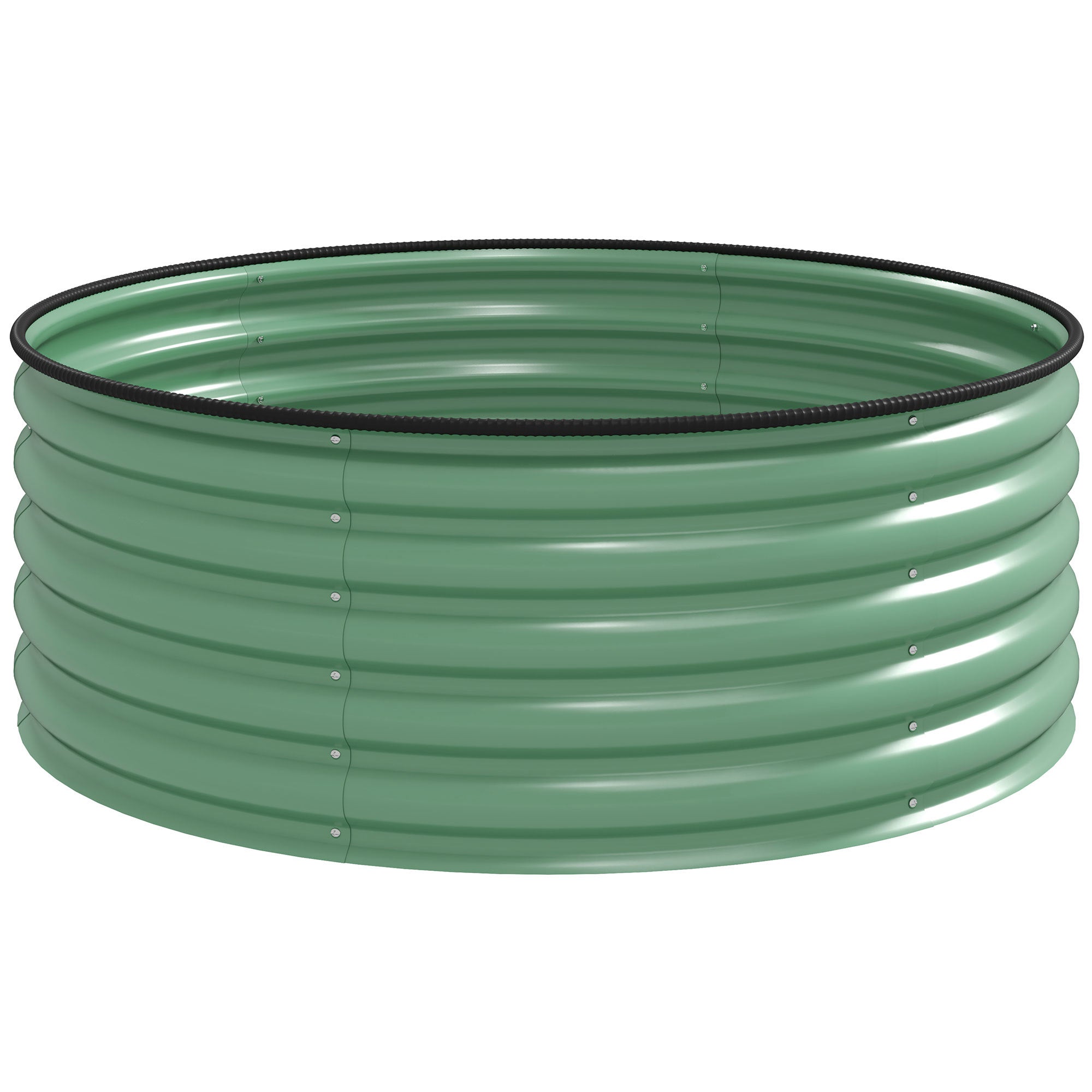 Galvanised Raised Garden Bed with Safety Edging Planter Box, Light Green