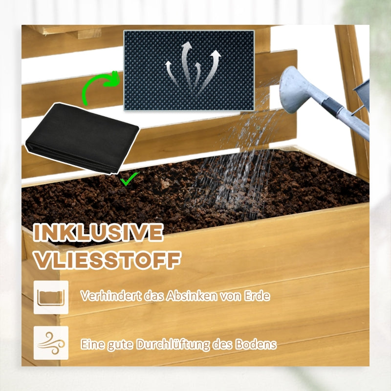 Raised Bed with Trellis, 3 Shelves, Wood, Brown