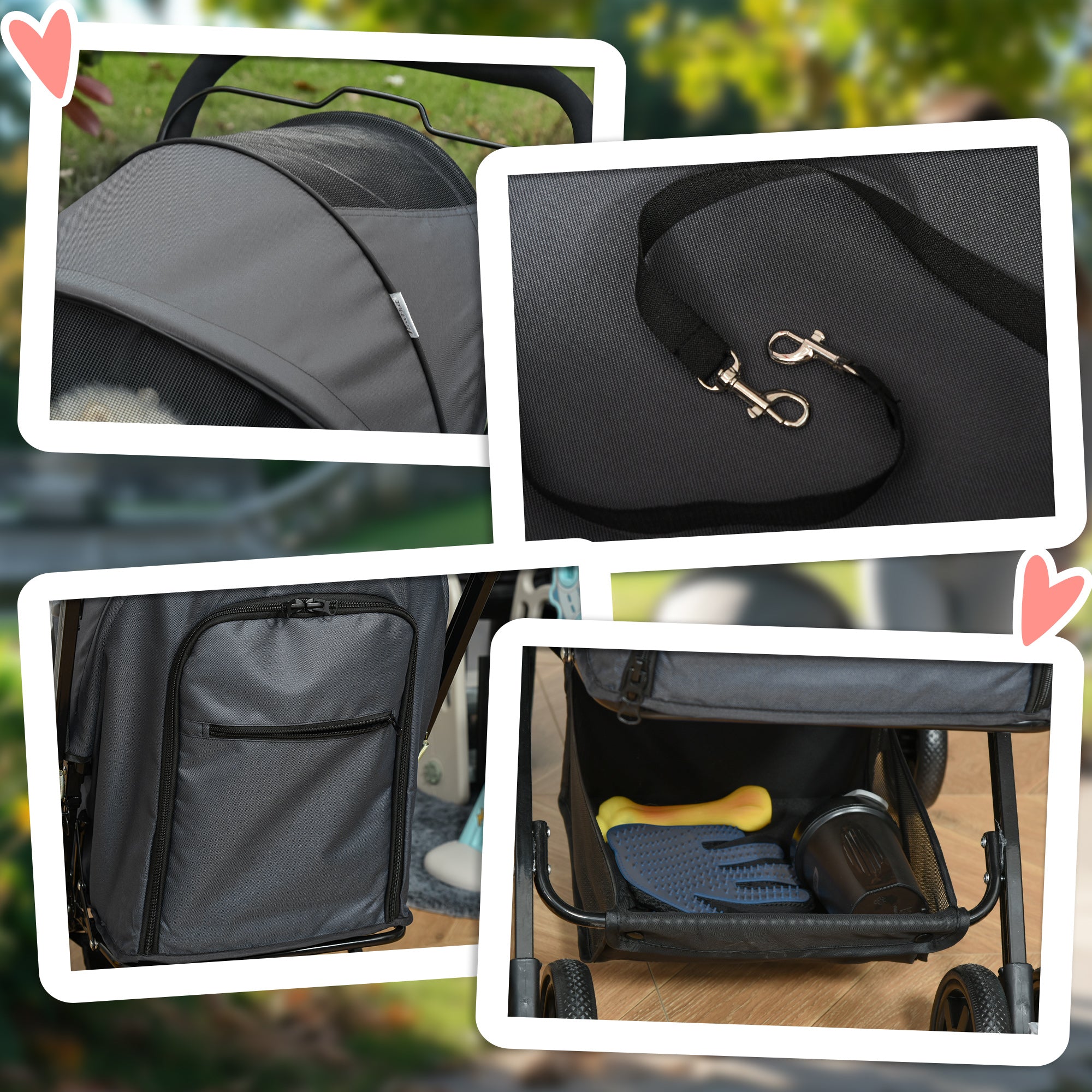 Dog Buggy, Pet Stroller for Small Dogs & Cats, Dark Grey Oxford