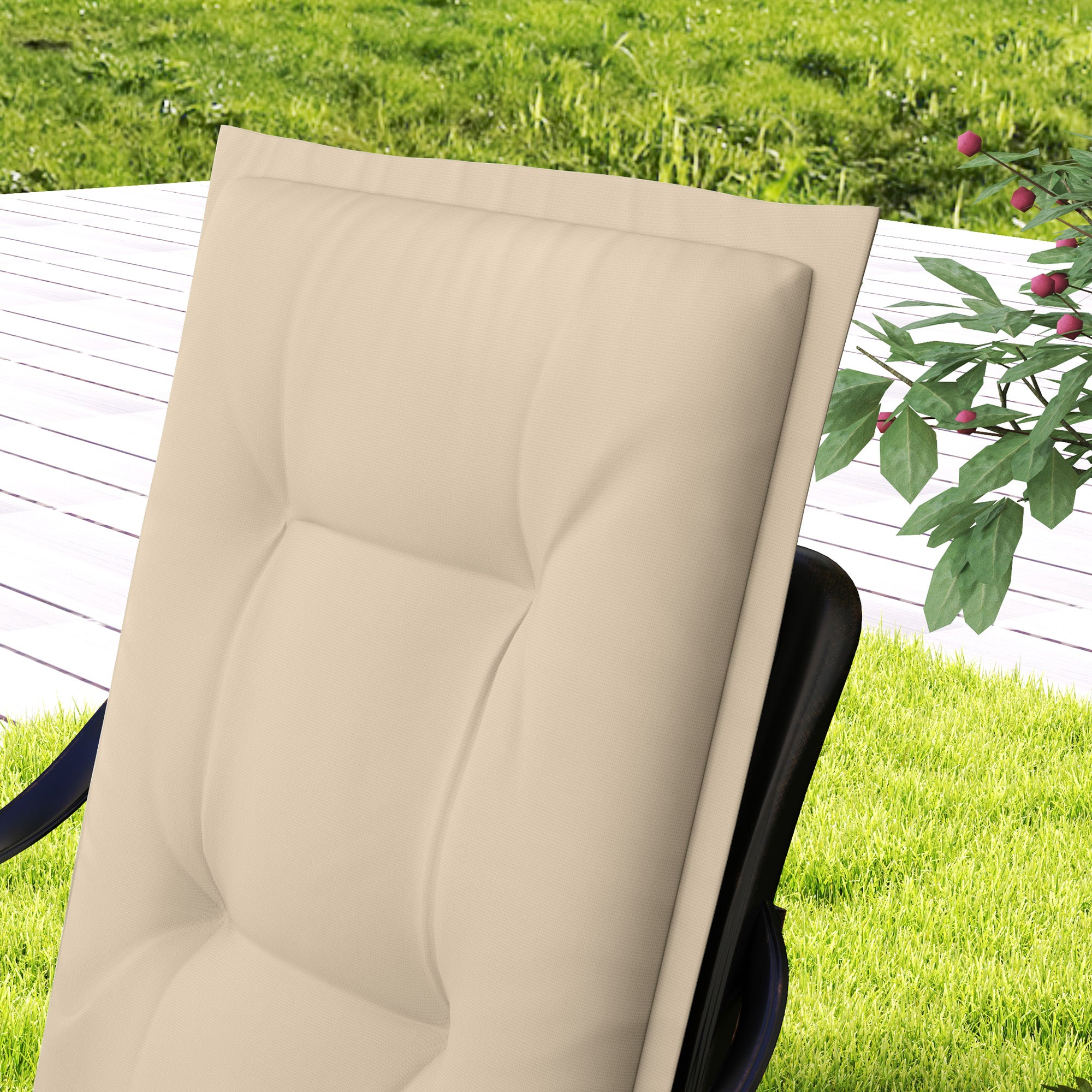 Seat Cushions, Set of 4 Chair Pads, Outdoor Indoor, Beige