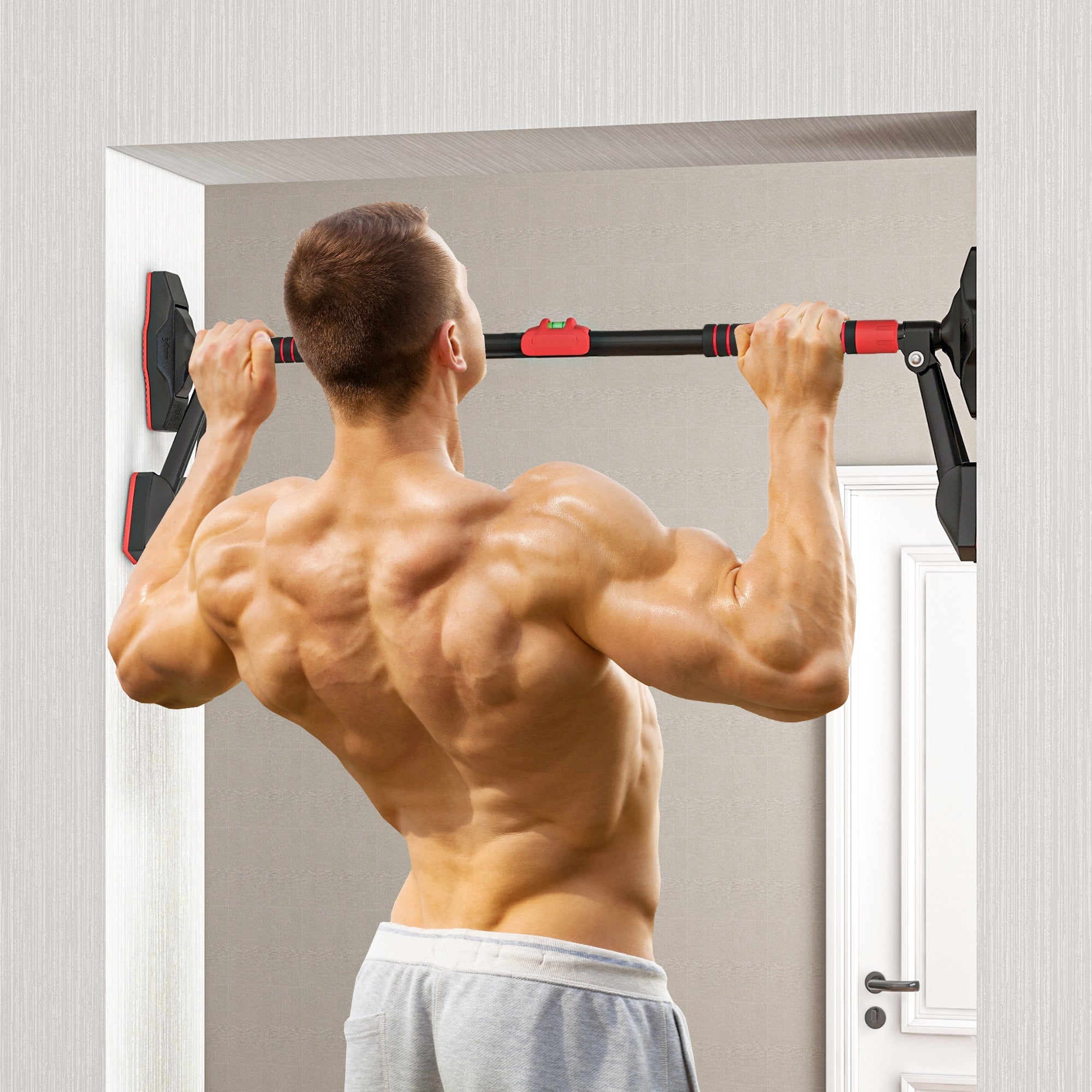 SPORTNOW pull-up bar adjustable for door frames, 225 kg load, black