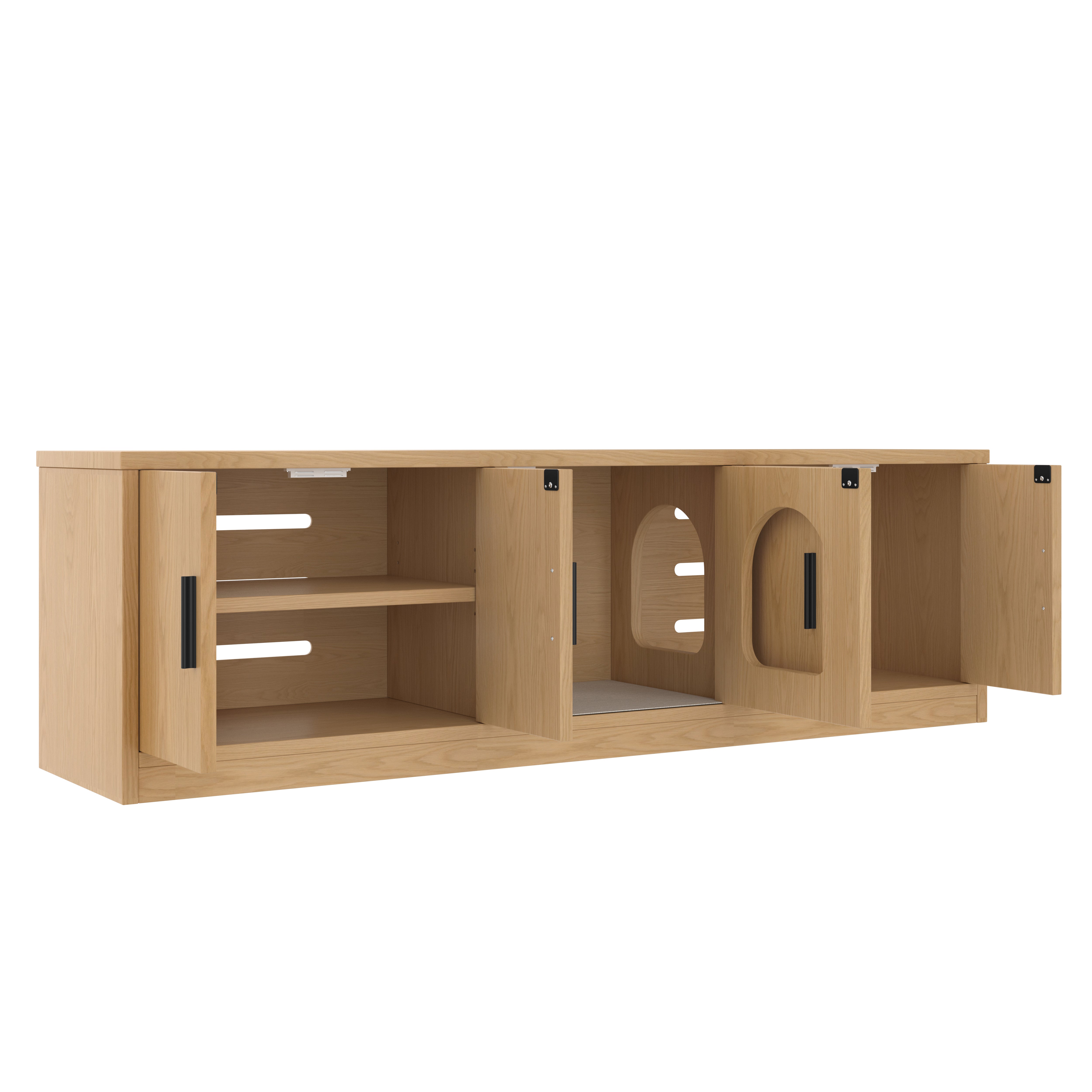Hidden Cat Cabinet, 140 x 40 x 45.5 cm with Integrated Scratching Post & Ventilation