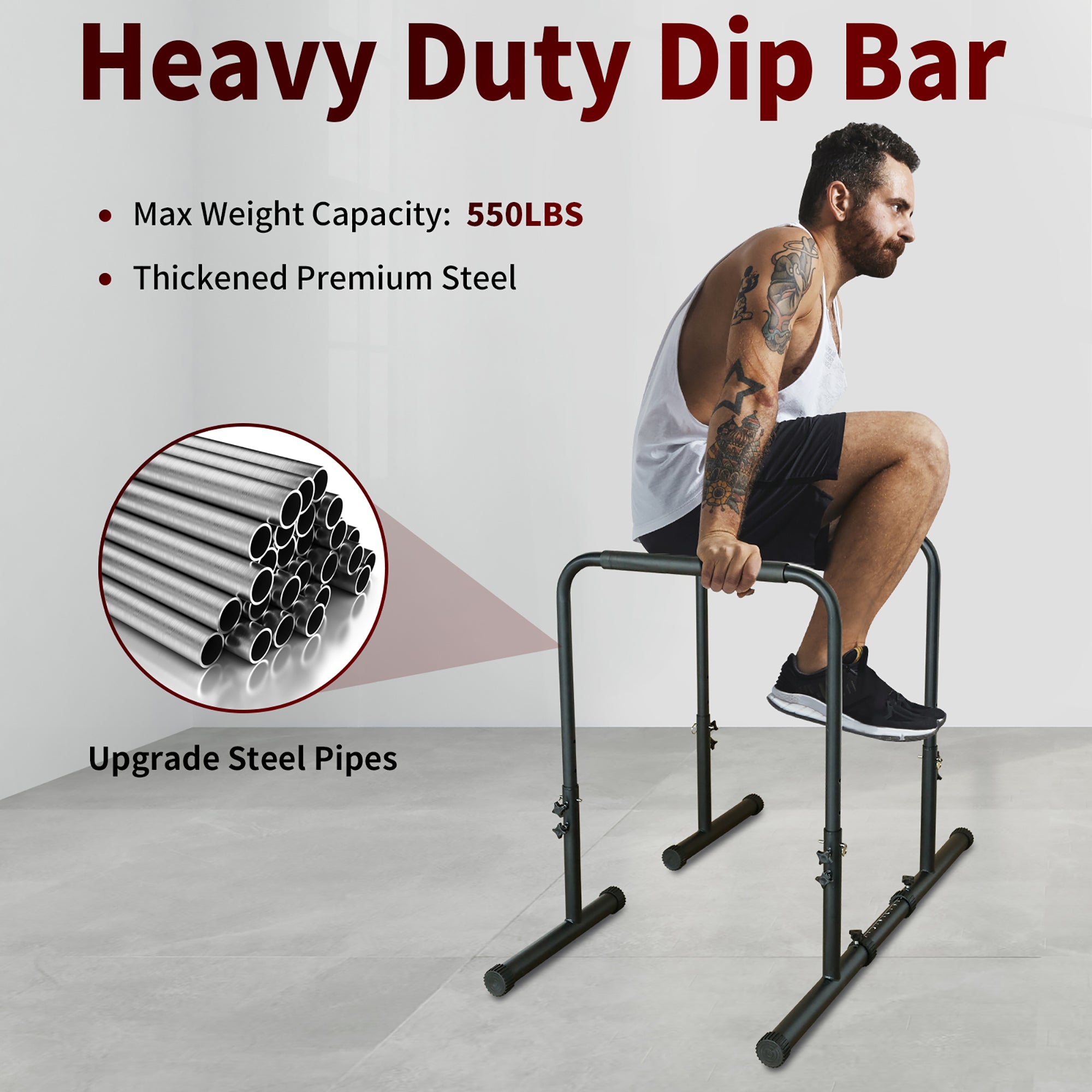 Parallel Bars, Adjustable Height, Heavy-Duty Steel