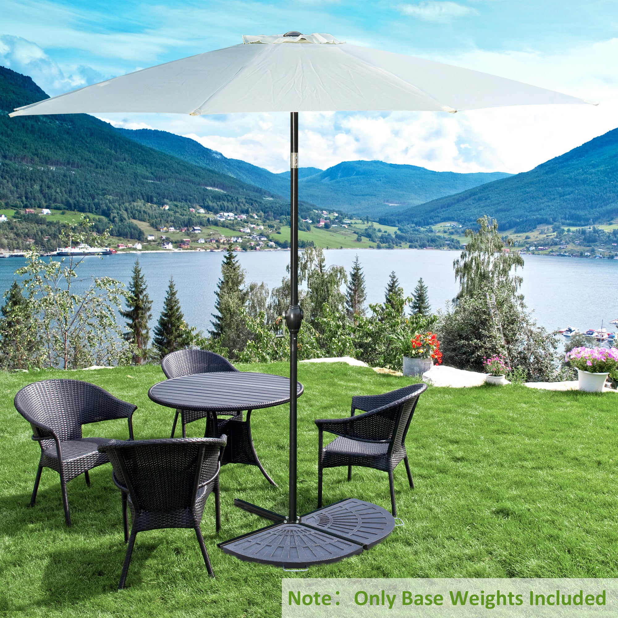 Parasol Stand Weights 2-Piece Set with Handle, Resin + Metal, Bronze