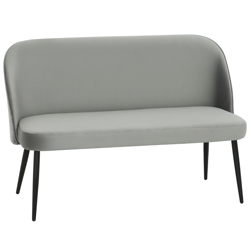 2-Seater Sofa Upholstered with Metal and Wood Frame, Velvety Fabric, Grey