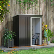 Garden Storage Shed with Sliding Door and Sloped Roof, 5 x 3ft, Black