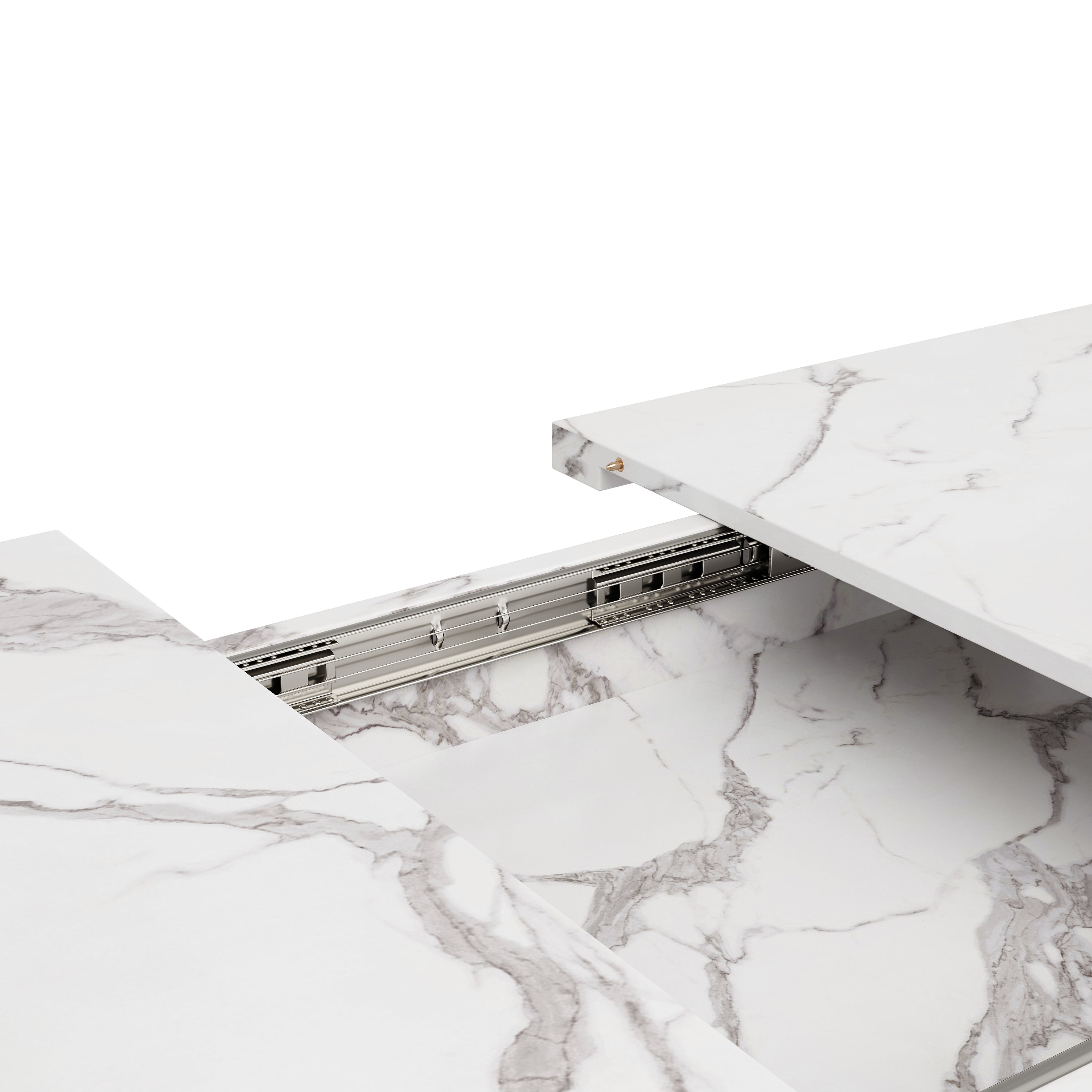 Telescopic Dining Table 120-160cm Extendable Black Crossed Legs - White Marble