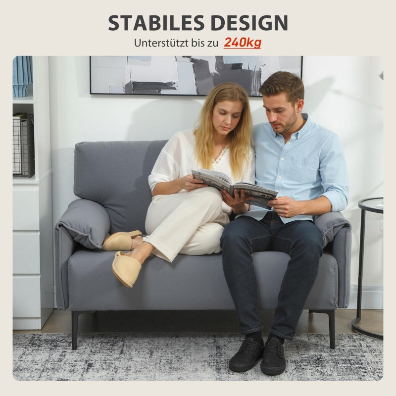 2-seater Sofa, Thick Cushions Upholstered, Velvet Gray