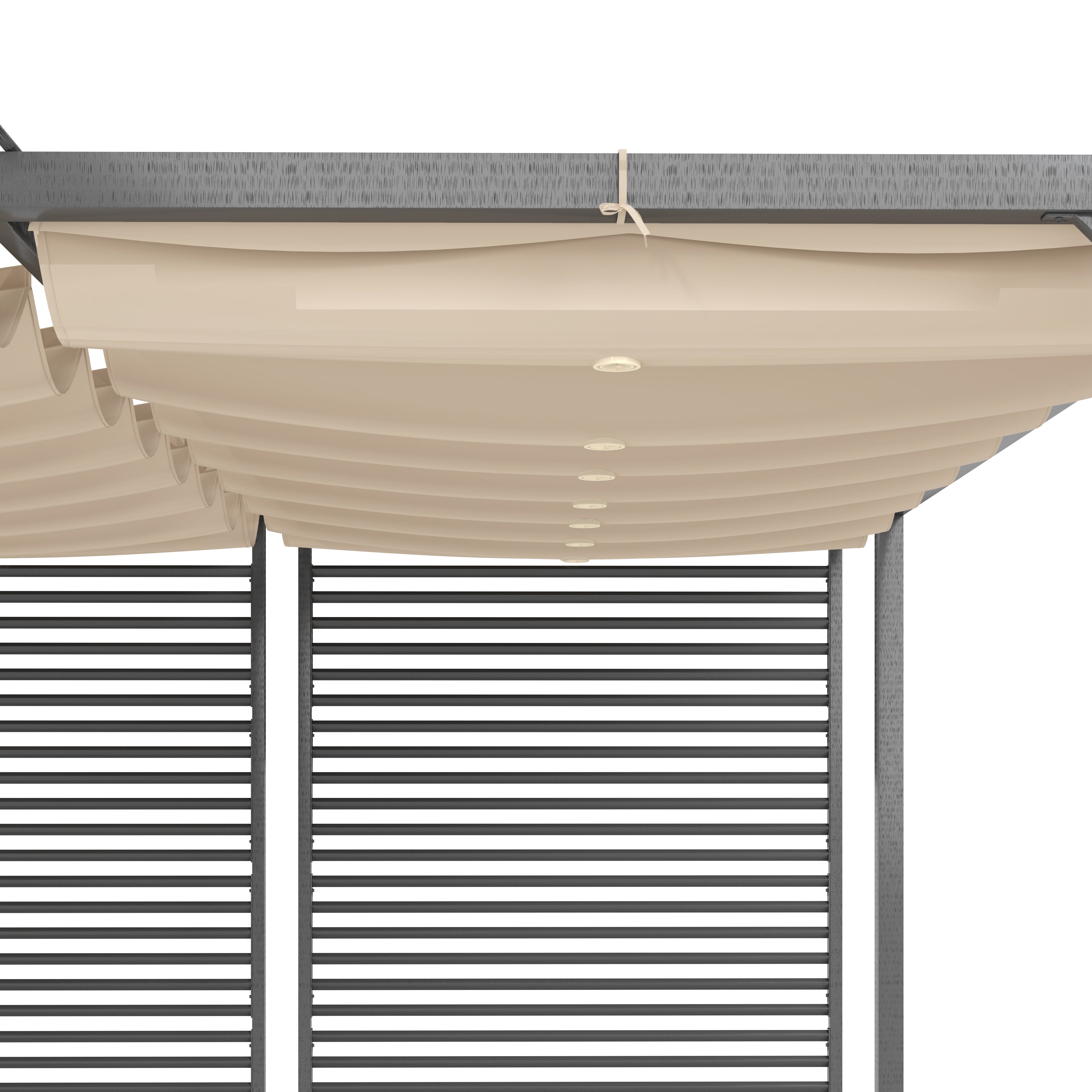 Metal Pergola 3 x 2.8m, Retractable Fabric Roof - Beige