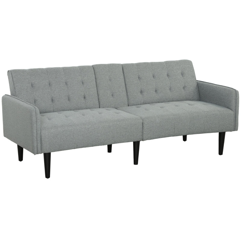 Three-Seater Sofa Bed with Cupholders Light Grey
