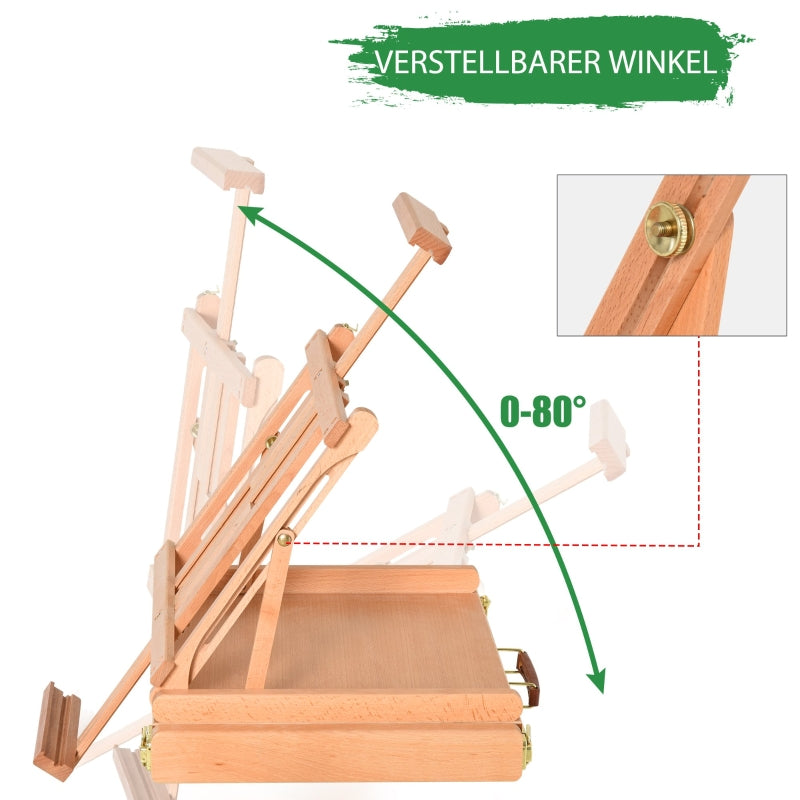 Vinsetto Easel, Studio Foldable with Drawer, Natural Beechwood