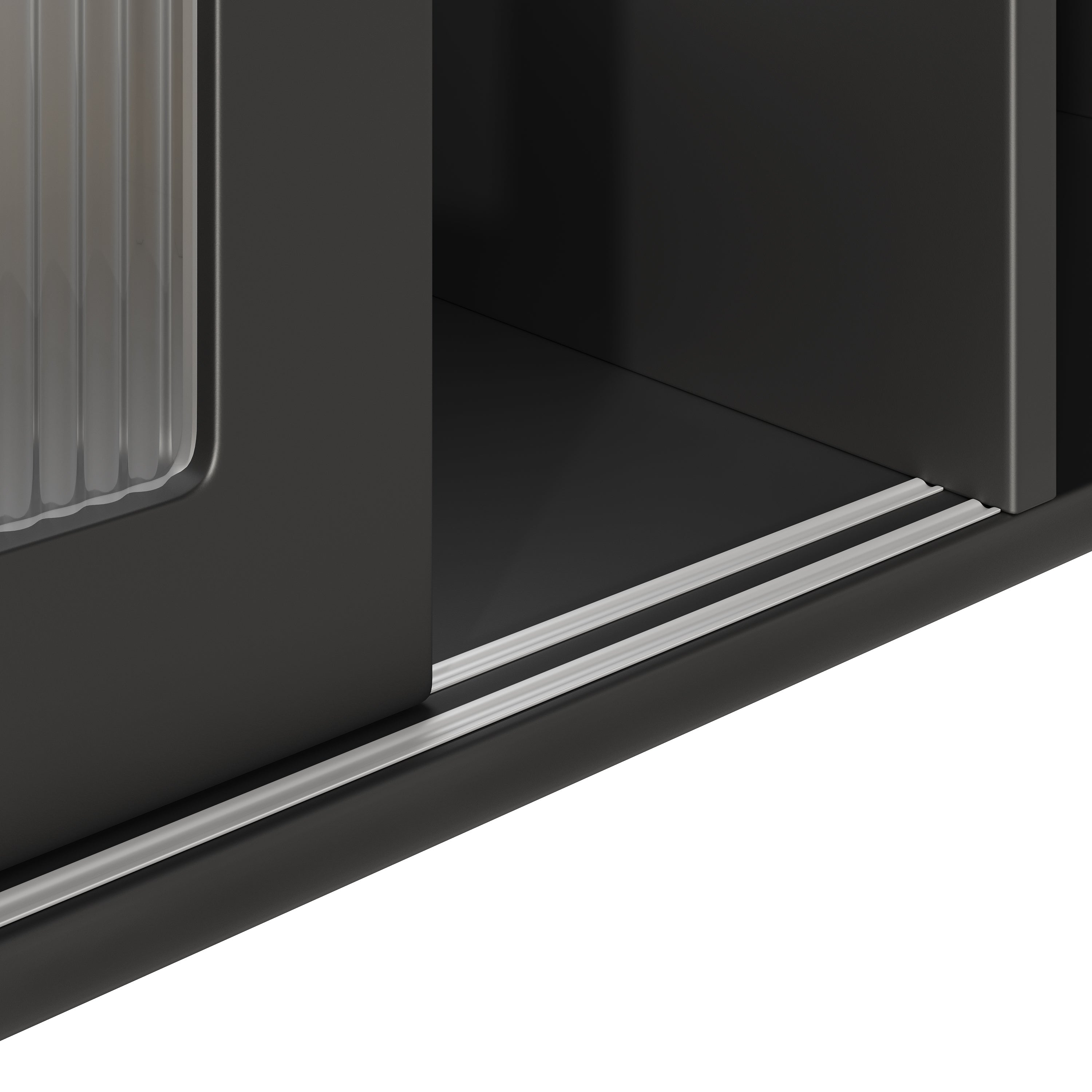 Tall Cabinet Buffet Display with Adjustable Shelves LED Lighting Black