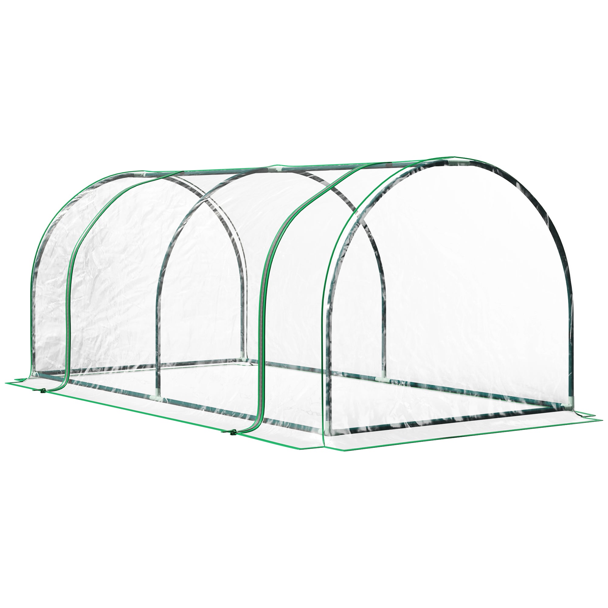 Greenhouse Cold Frame Plant House with Door, 200 x 100 x 80 cm, Steel/Plastic Green