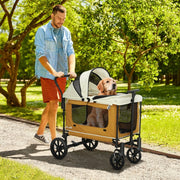 Dog Buggy, Foldable, for Dogs & Cats up to 30kg, Brown