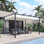 Pergola with Retractable Roof, 4 x 3m, Aluminium, Cream White