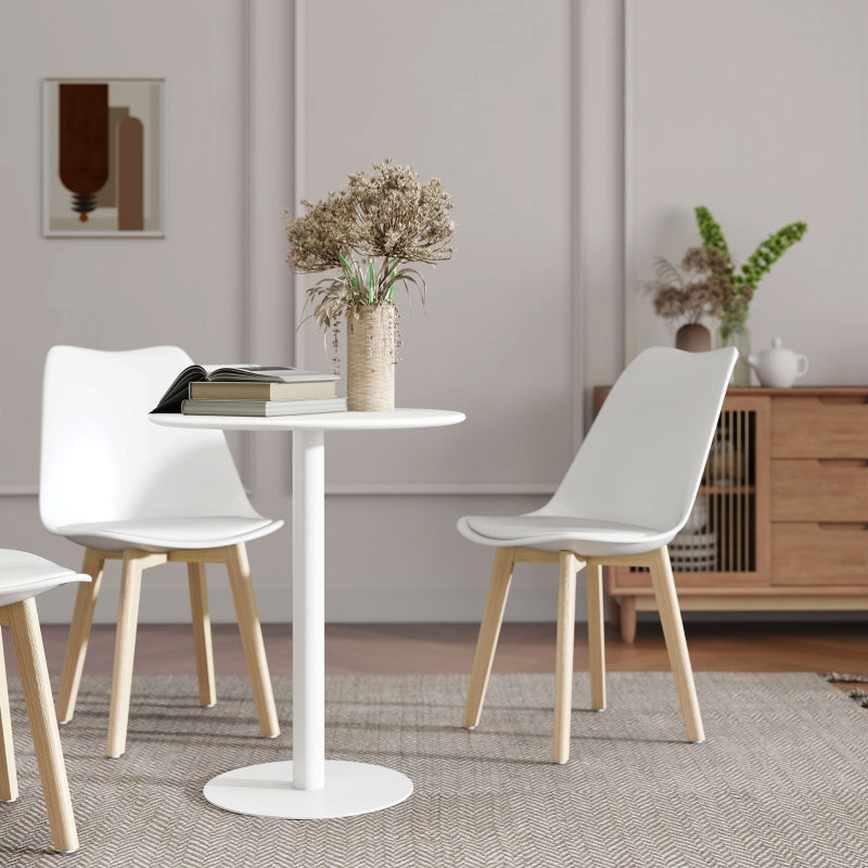 Dining Table Round for 2 People Modern Steel White