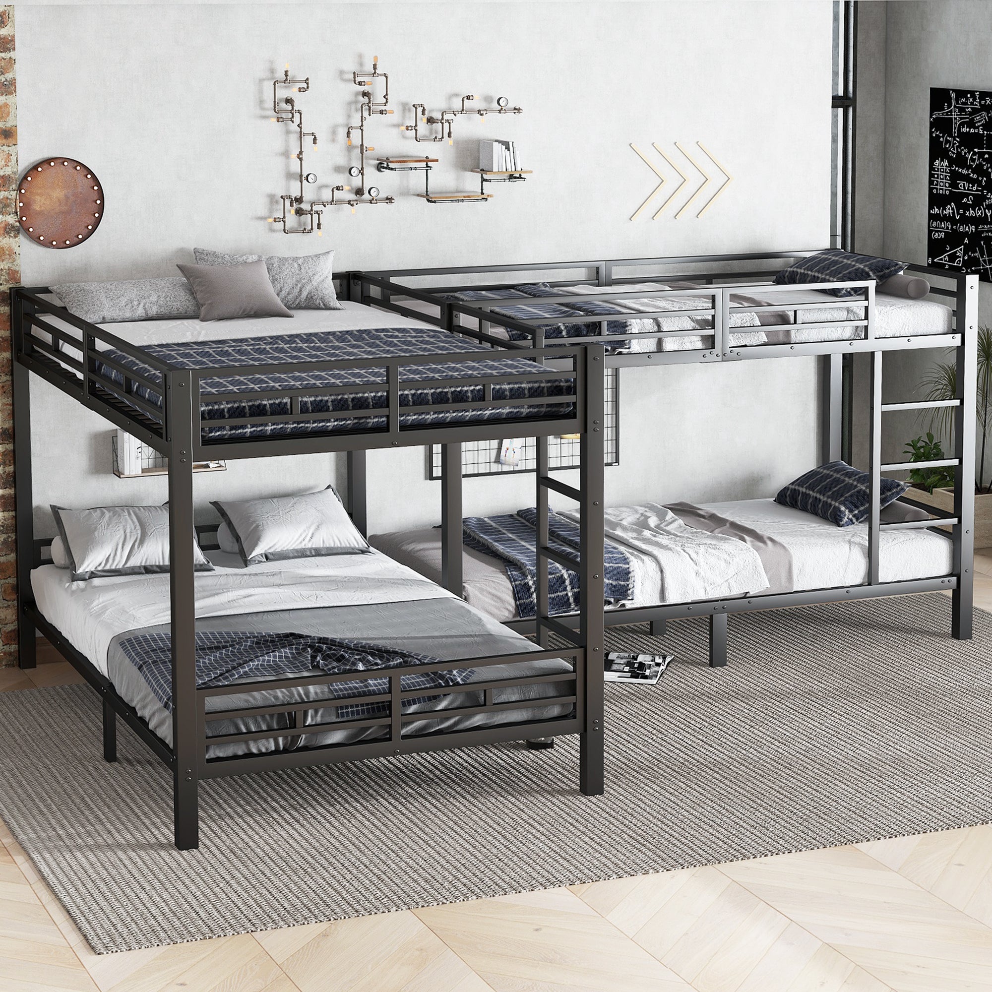 Iron Bunk Bed Multi-Size 90x200cm & 140x200cm Black