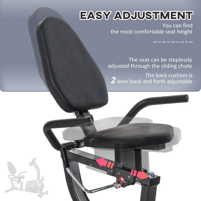 Recumbent Exercise Bike, 8-Level Magnetic Resistance, LCD Monitor, Black