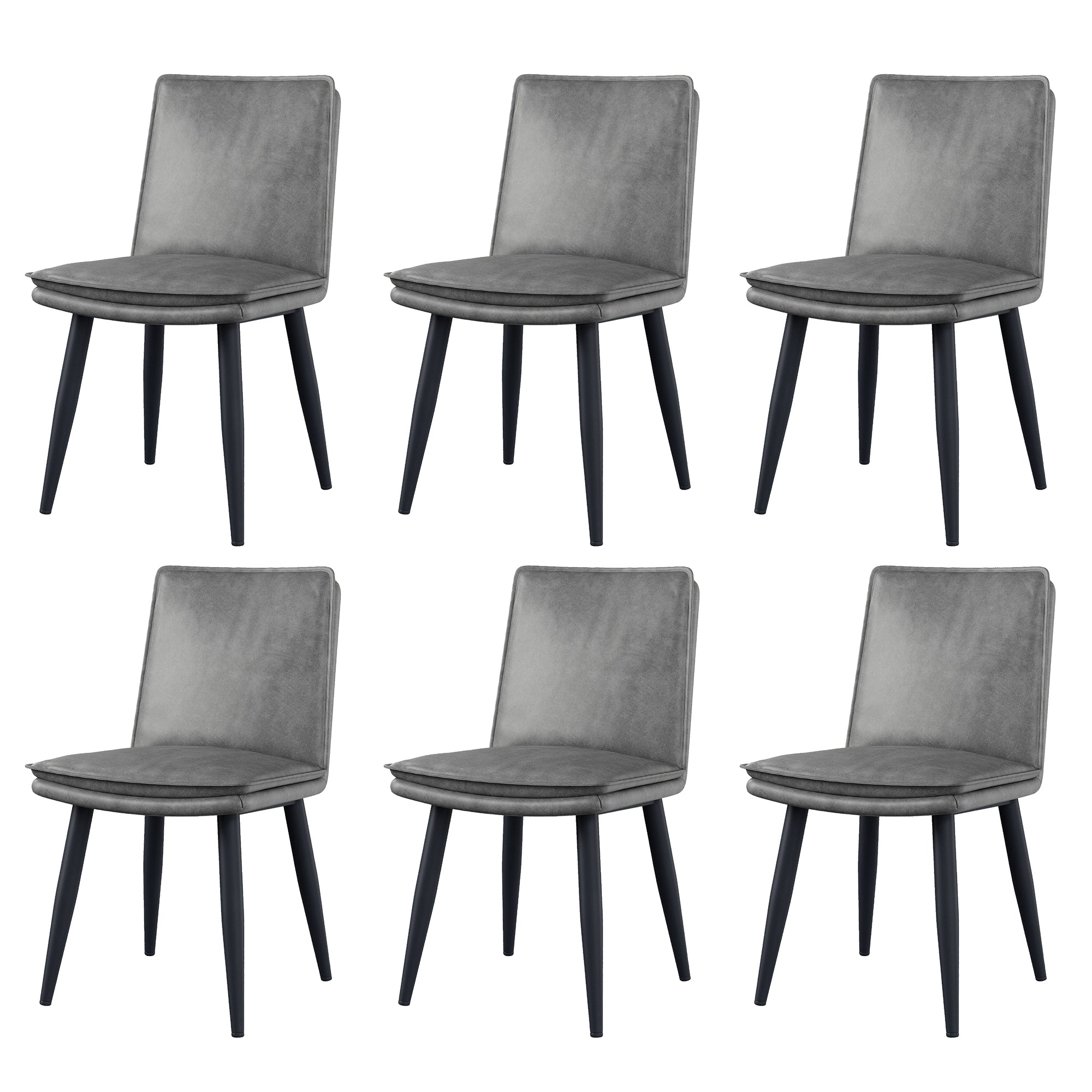Dining Chairs, Set of 4, Double-Layered Cushions, Modern Style, PU Grey