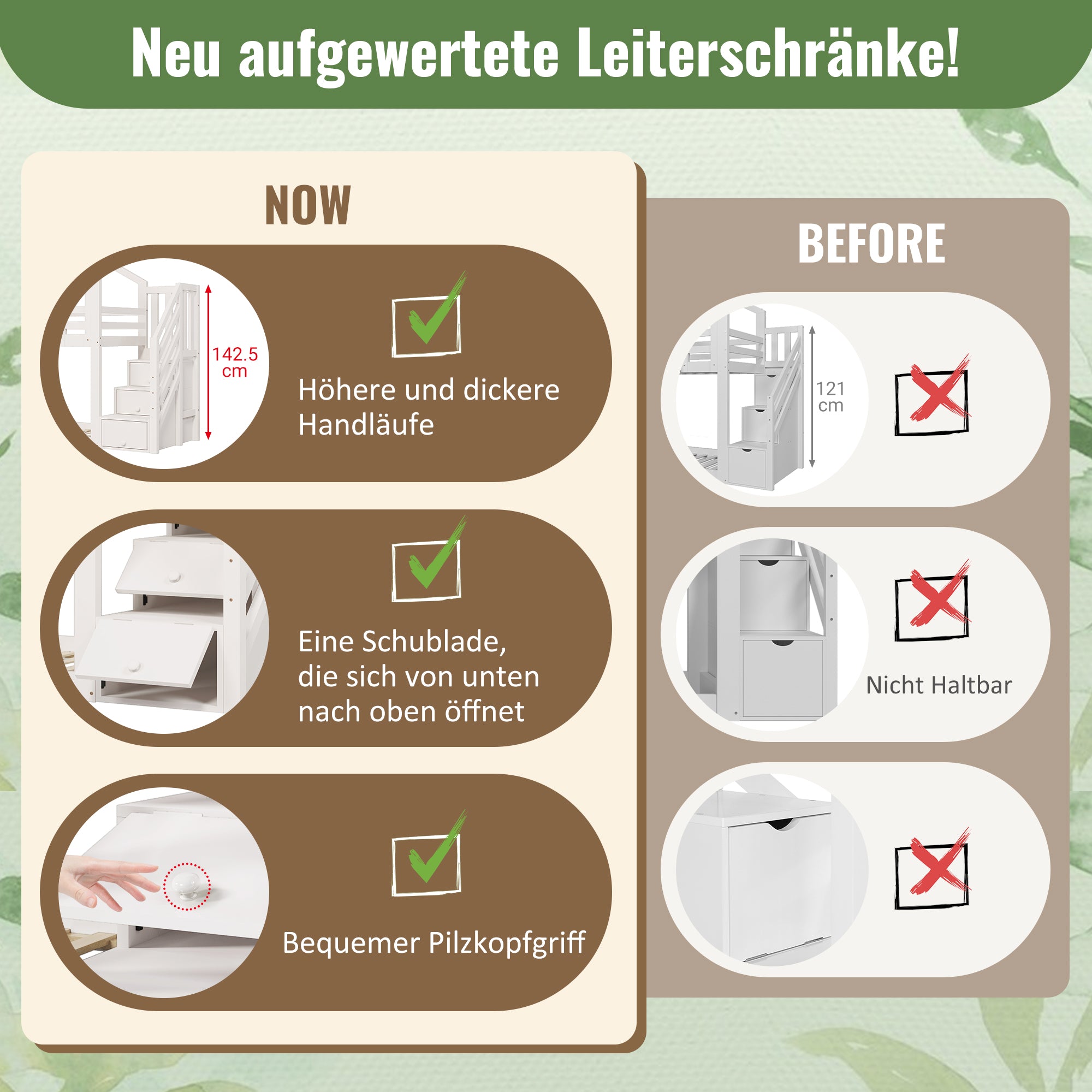 Children's Treehouse Bunk Bed 90x200cm Window Design Slide Fall Protection White