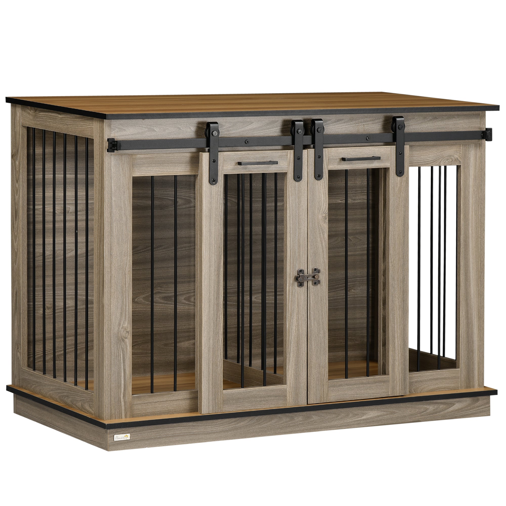 Dog Cage Apartment, 120L x 60W x 88.5H cm, 2 Doors, Oak