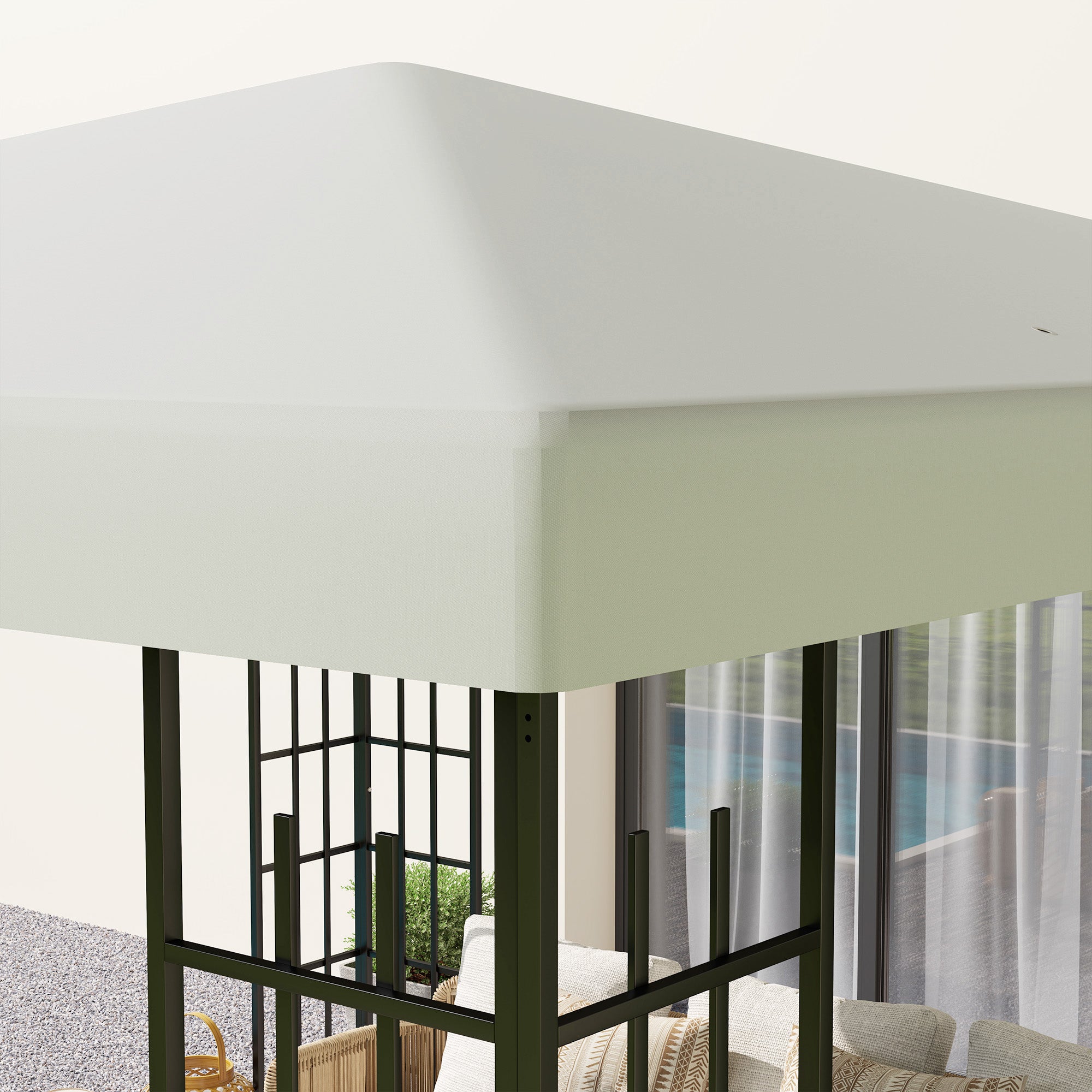 Gazebo Replacement Roof 3x3m, Waterproof Oxford Fabric, Light Grey