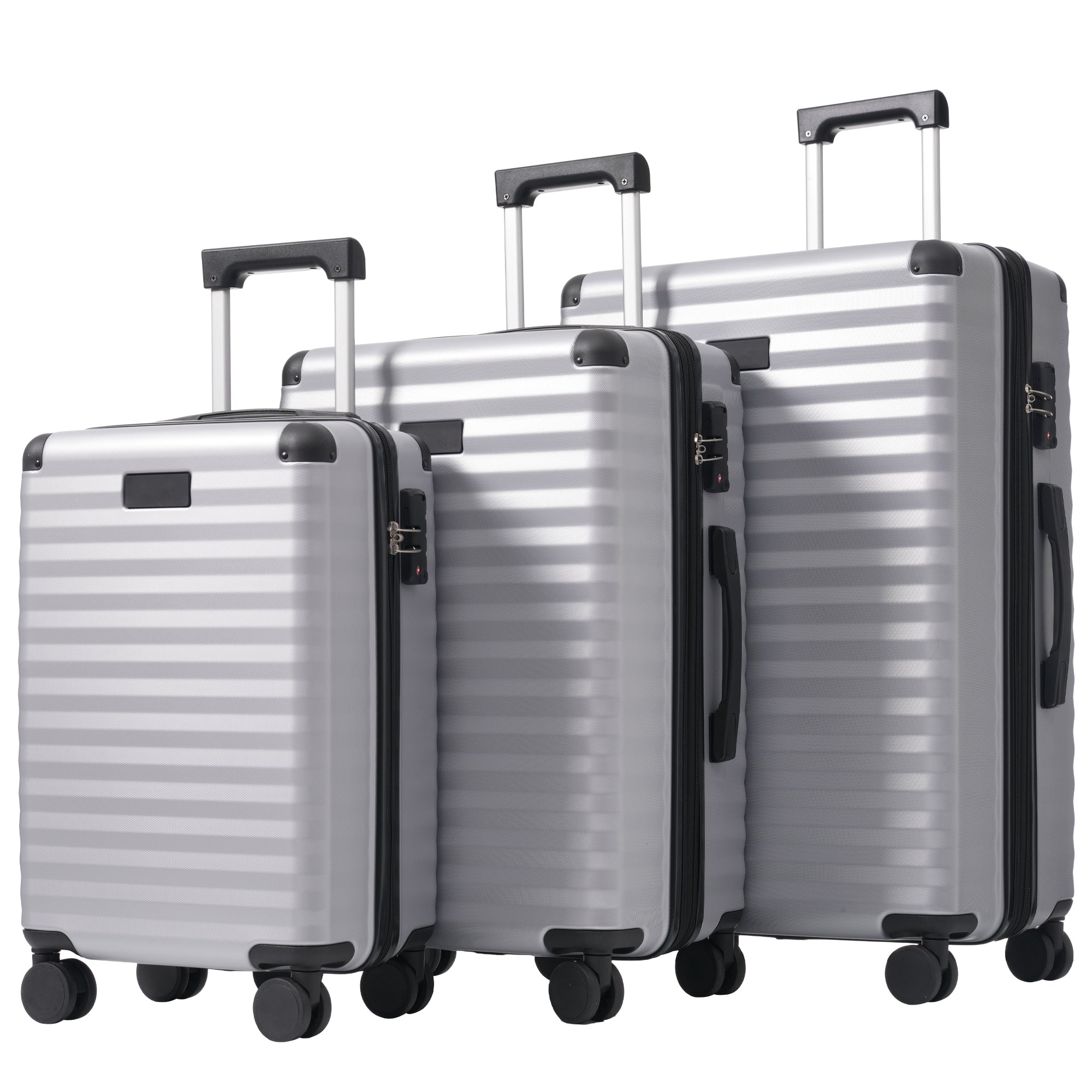 M&L&XL 3-Piece Suitcase Set - Expandable, Reinforced Corners, Cup Holder, TSA Lock, 360° Rotating Wheels, ABS Hard-Shell