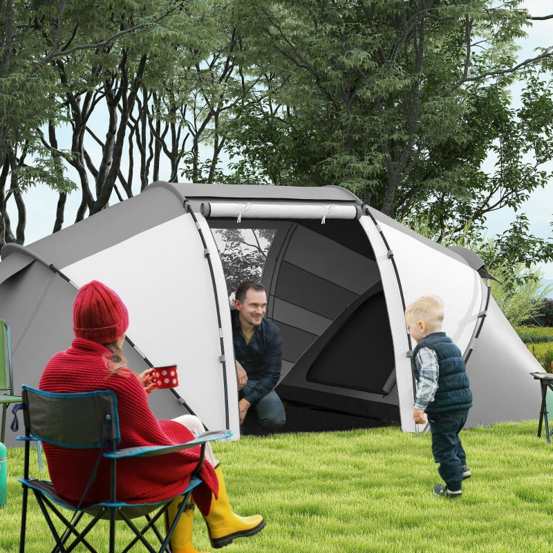 Camping Tent, 4-6 Man UV Protection, Charcoal Grey and White