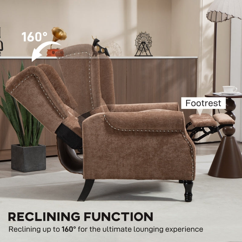 Vintage Armchair 150° Reclining with Footrest, Brown