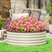 Galvanised Raised Garden Bed with Safety Edging, Outdoor Planter Box, Cream White