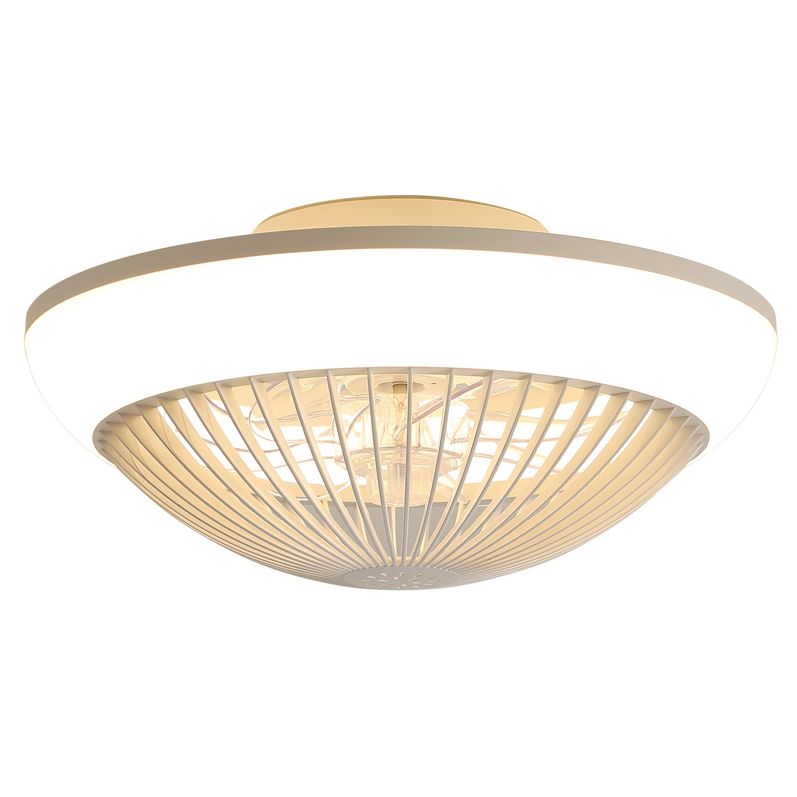 15" Ceiling Fan RGB LED Light App Control Silent Dimmable with Timer - Transparent ABS Blades