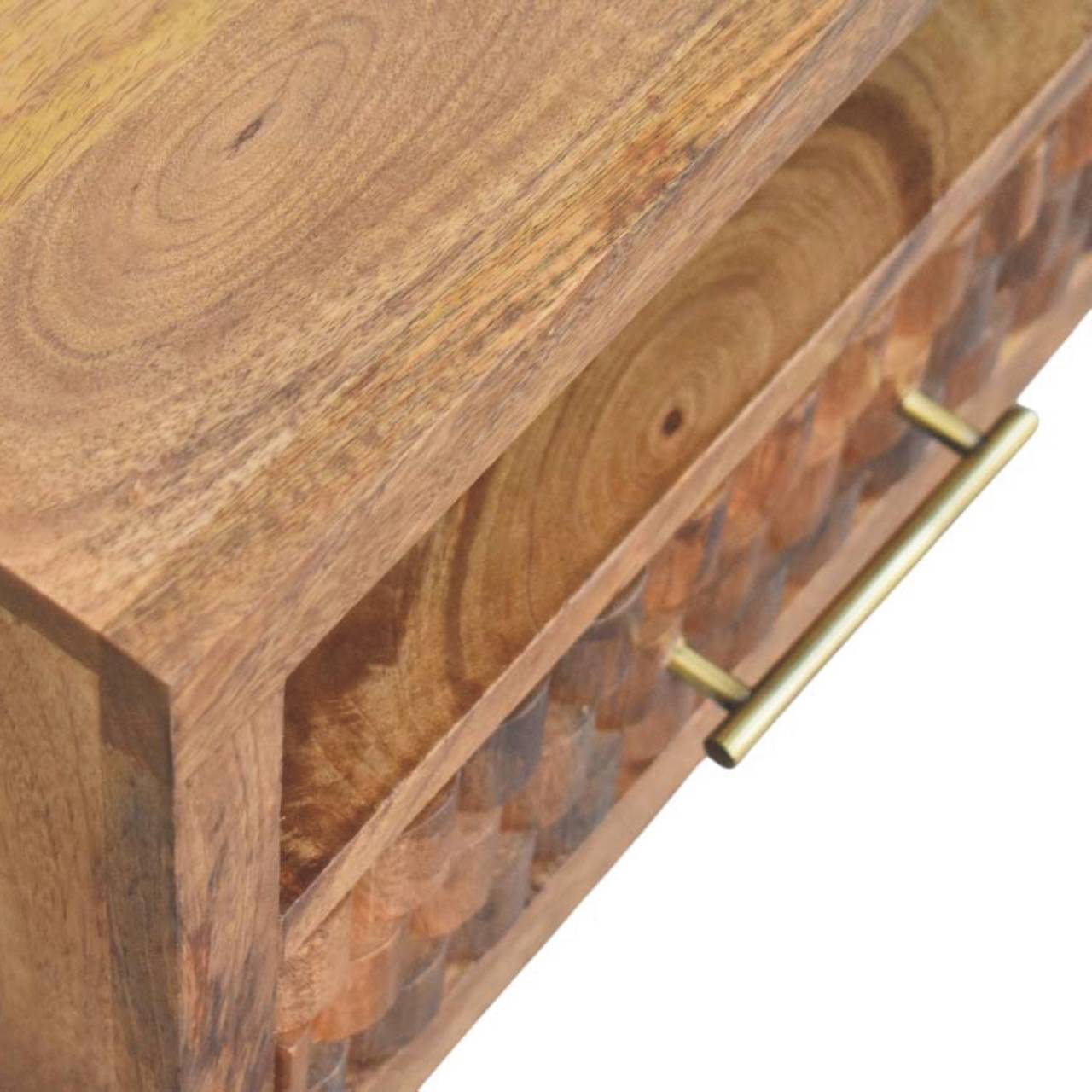 Arno Nightstand, Wall-Mounted, Golden Teak