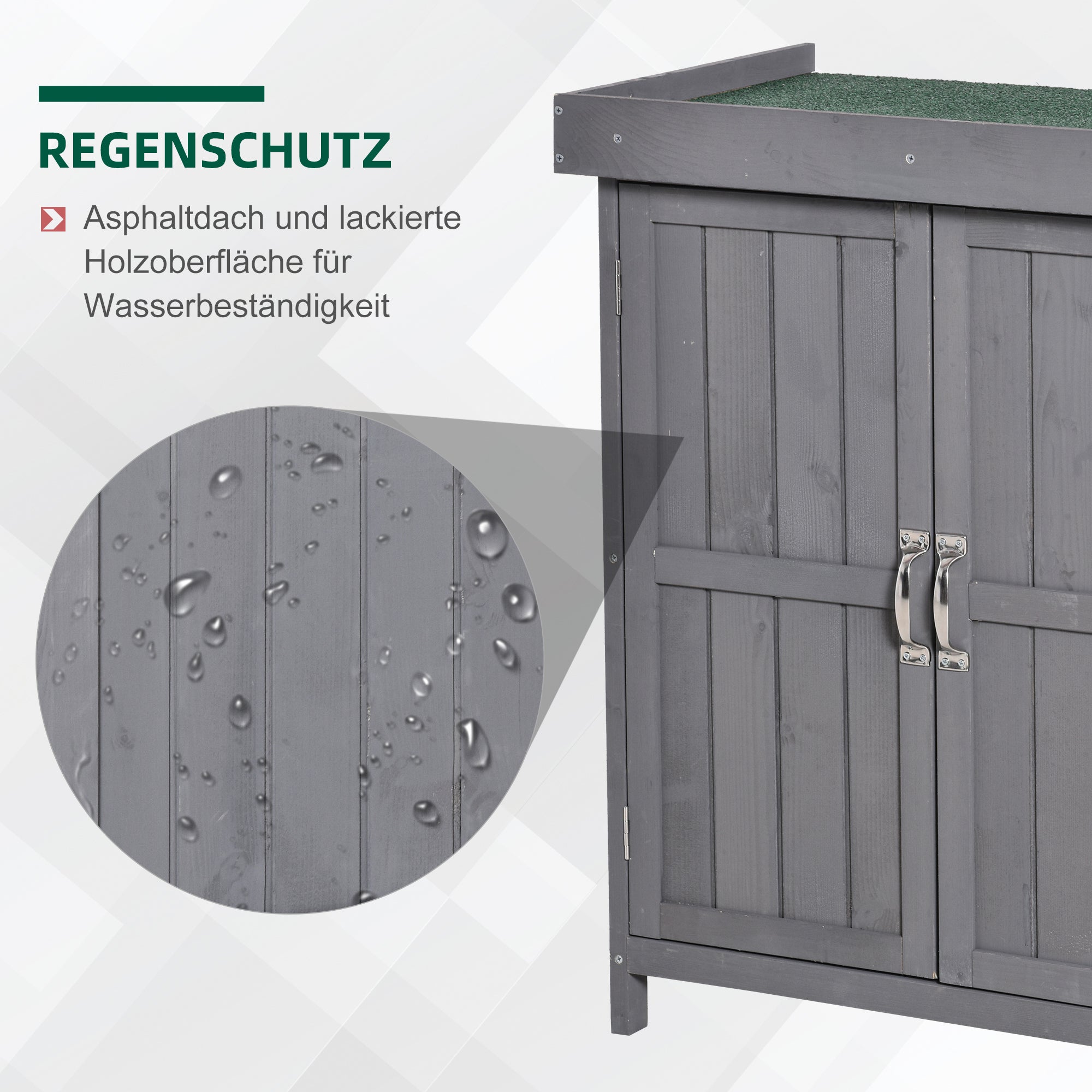 Garden Cabinet Weatherproof Tool Cabinet Double Door 2 Compartments Fir Wood Dark Grey