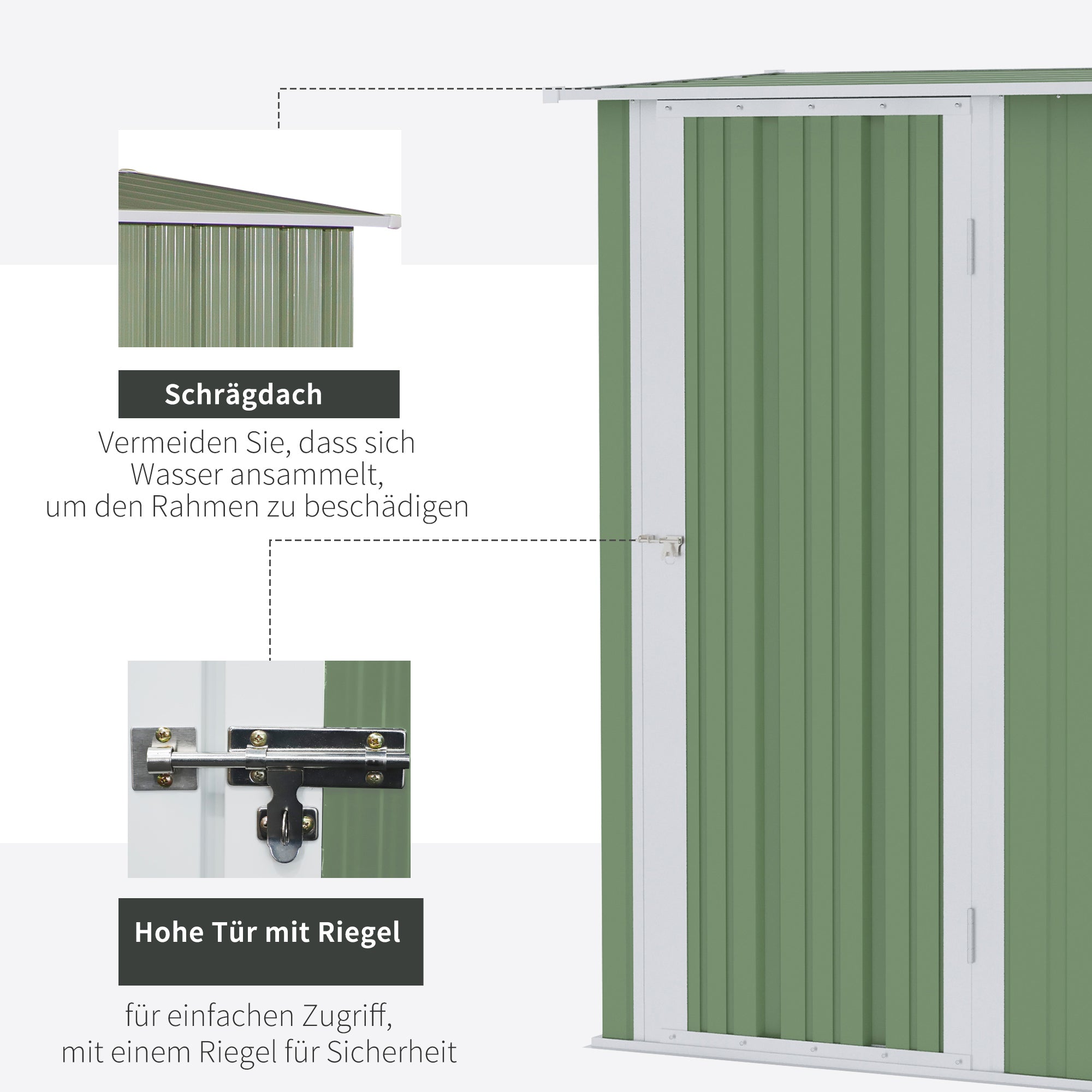 Garden Shed with Door Outdoor Steel Green