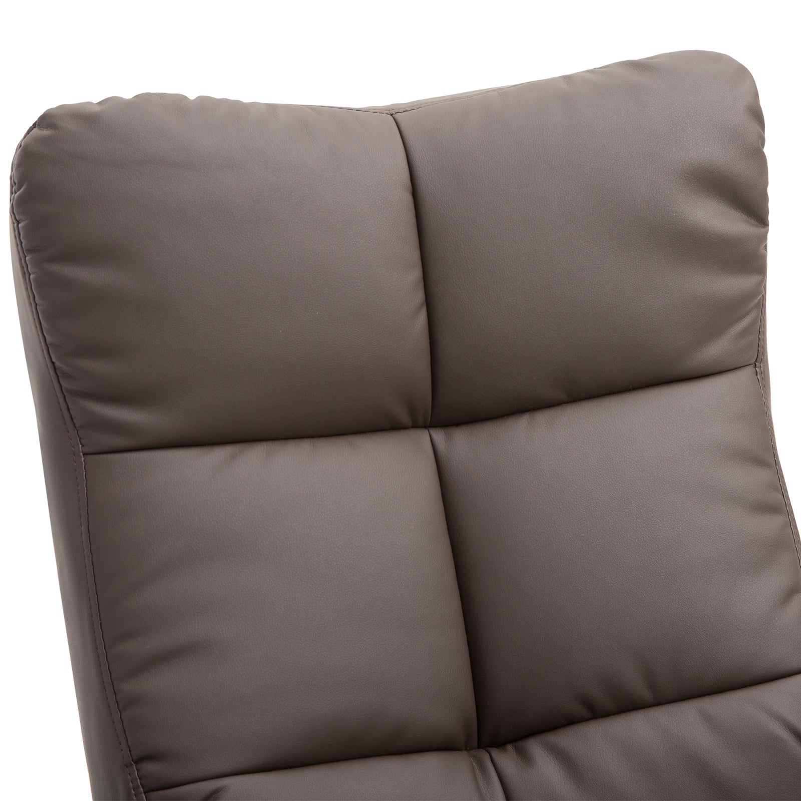 Reclining Armchair Footstool Storage Swivel, PU Wood Frame, Brown