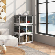 Storage Box 69L Stackable Foldable Wheels 5-Sided Access, White