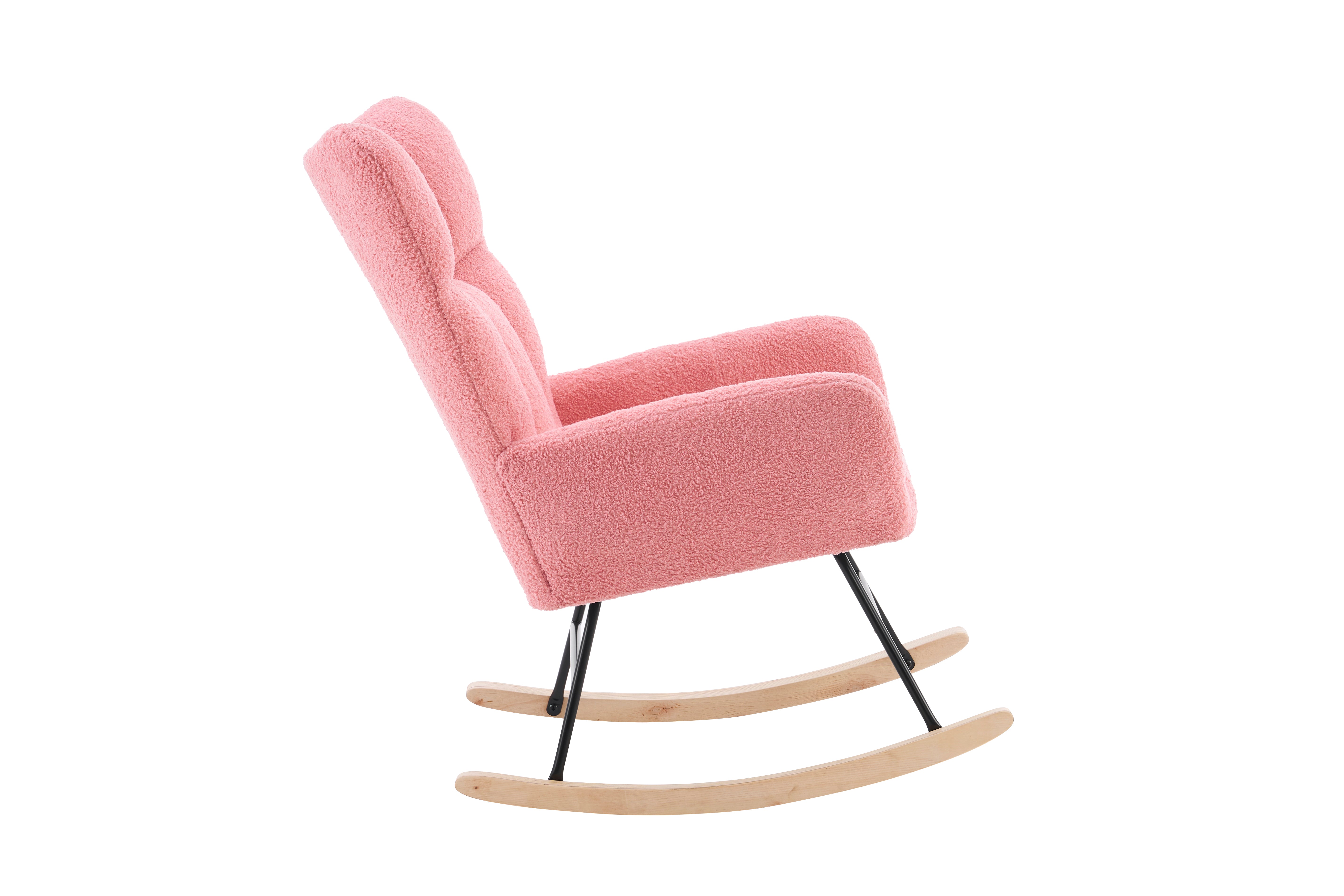 Rocking Chair, Modern High Backrest Comfortable, Pink