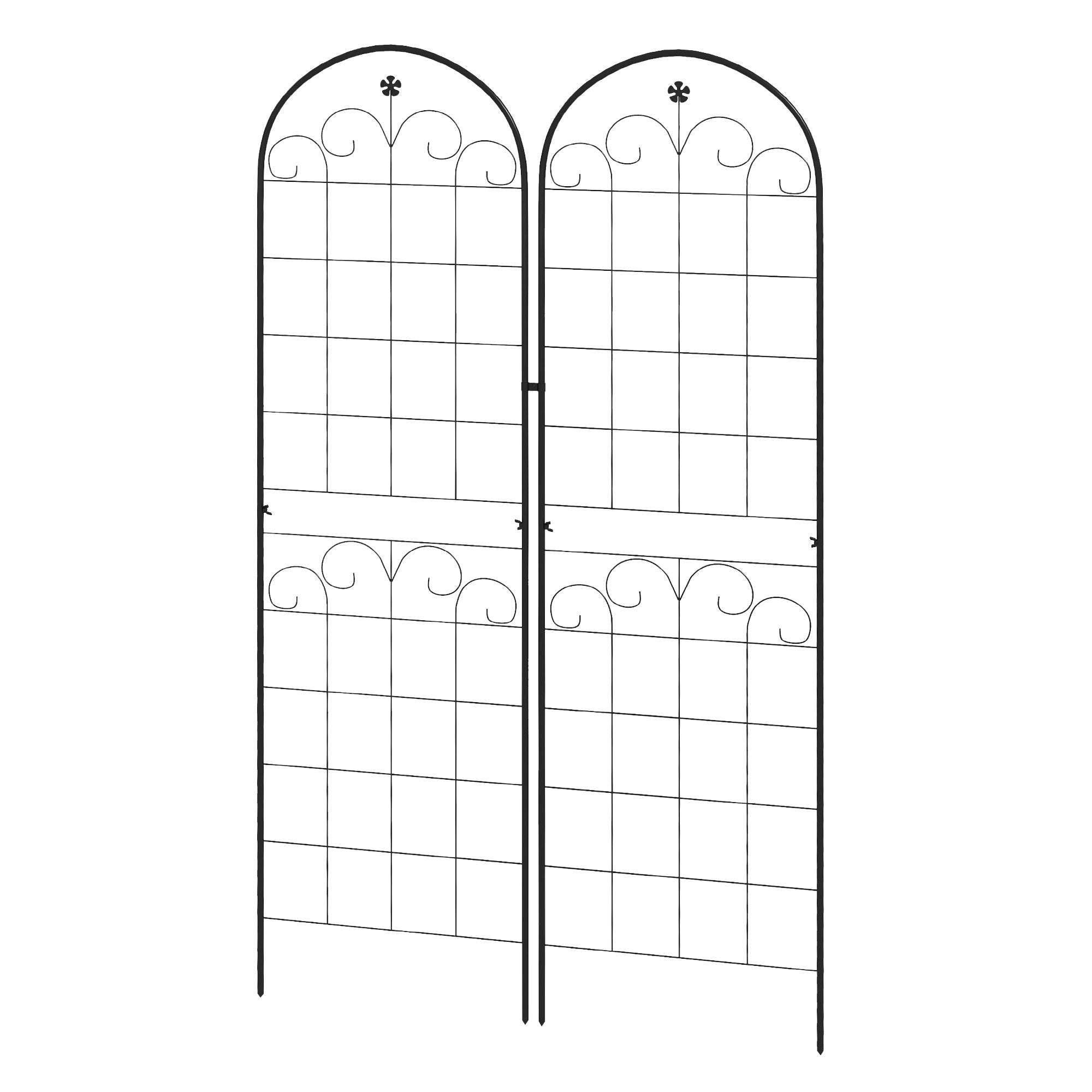 Metal Trellis Set of 2 for Climbing Plants, Floral Design, Steel