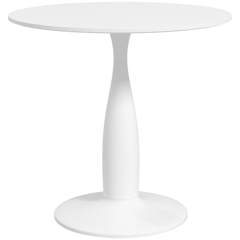 Round Dining Table Small Modern Steel Base White