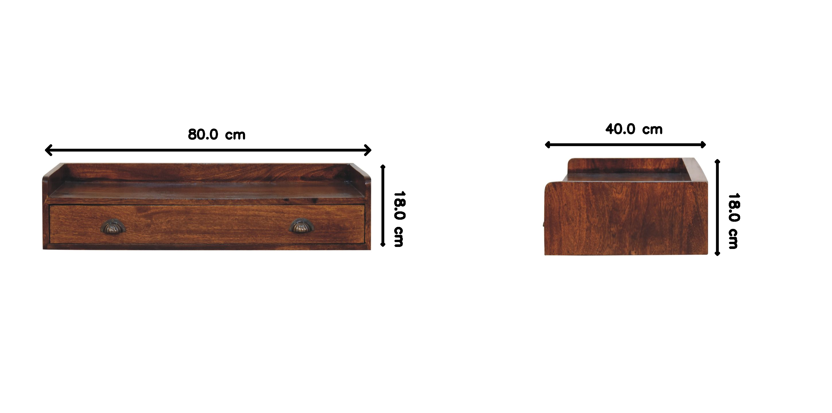 Belmont Wall-Mounted Console Shelf 1 Drawer Solid Wood Dark Brown