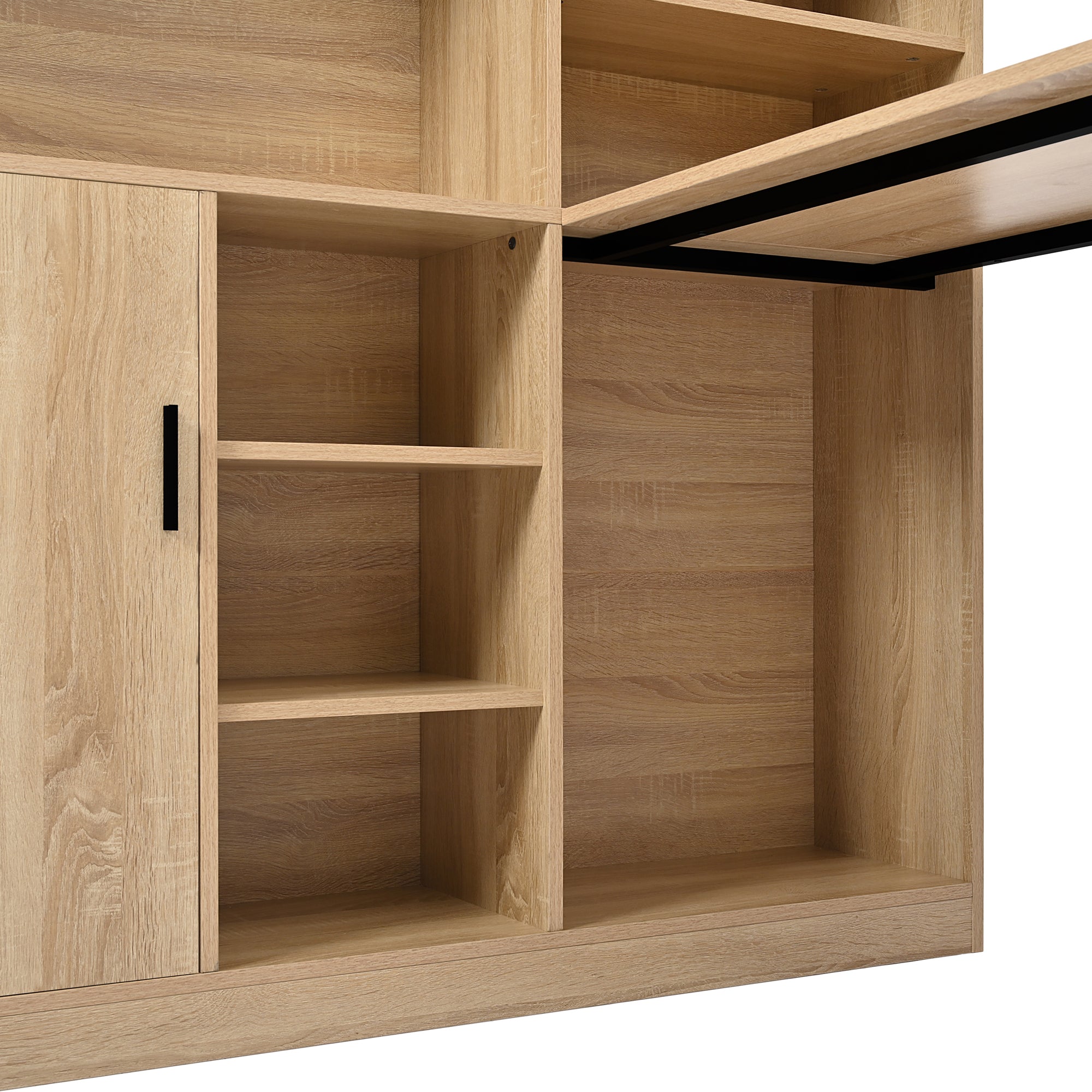 Computer Desk, Shelf & Cupboard, Work Table, Natural 120cm