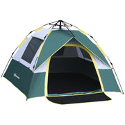 Dome Tent 3-Person 205x195x135cm Polyester, Green