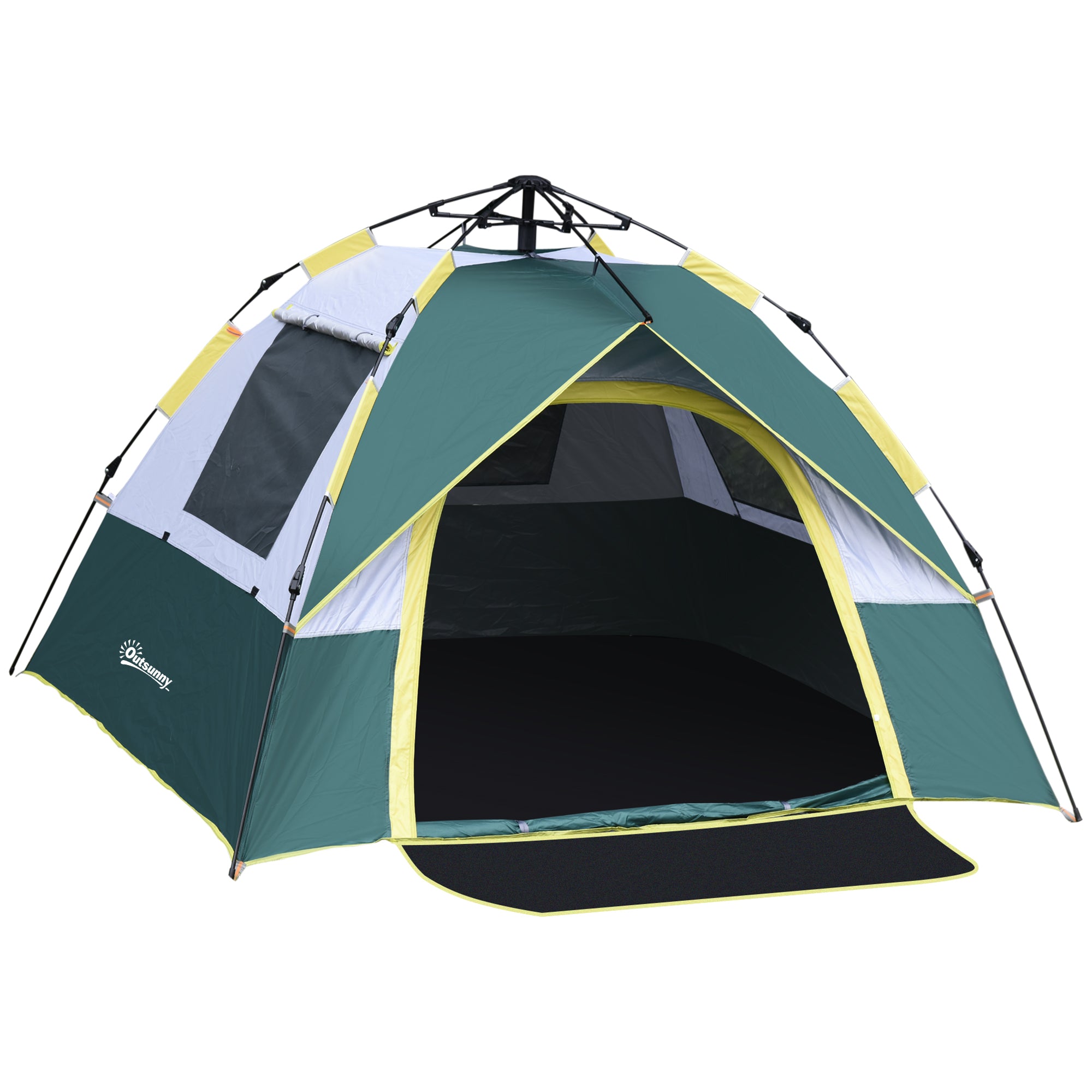 Dome Tent 3-Person 205x195x135cm Polyester, Green