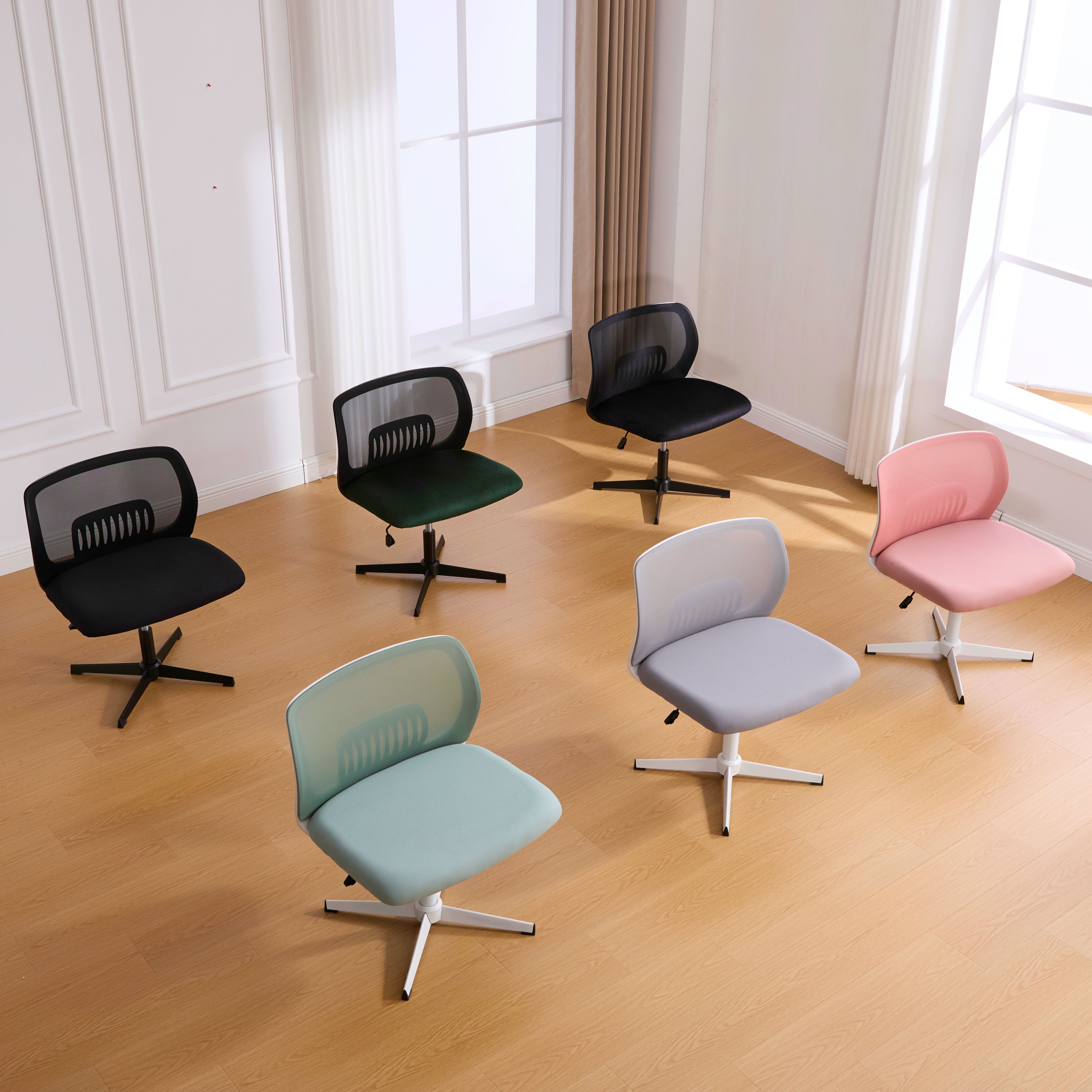 Armless Office Chair, Rocking Function Height Adjustable 360° Rotatable, Wide Upholstery