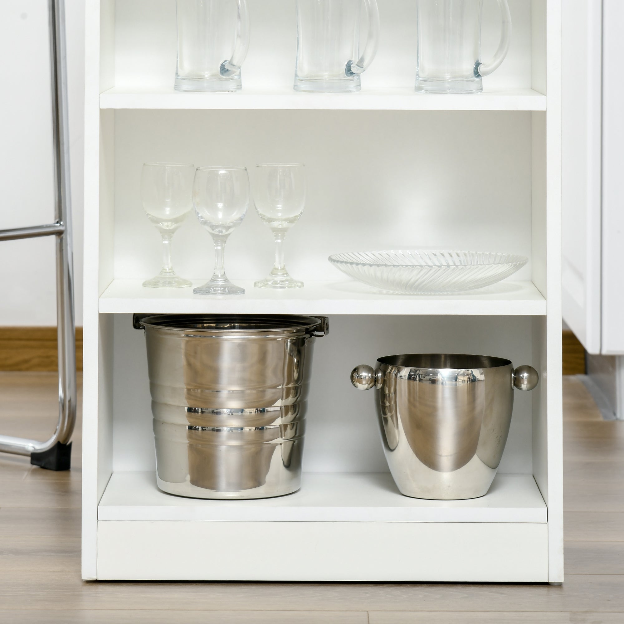 Bar Table Dining Table with 4-Tier Storage Shelf Grey