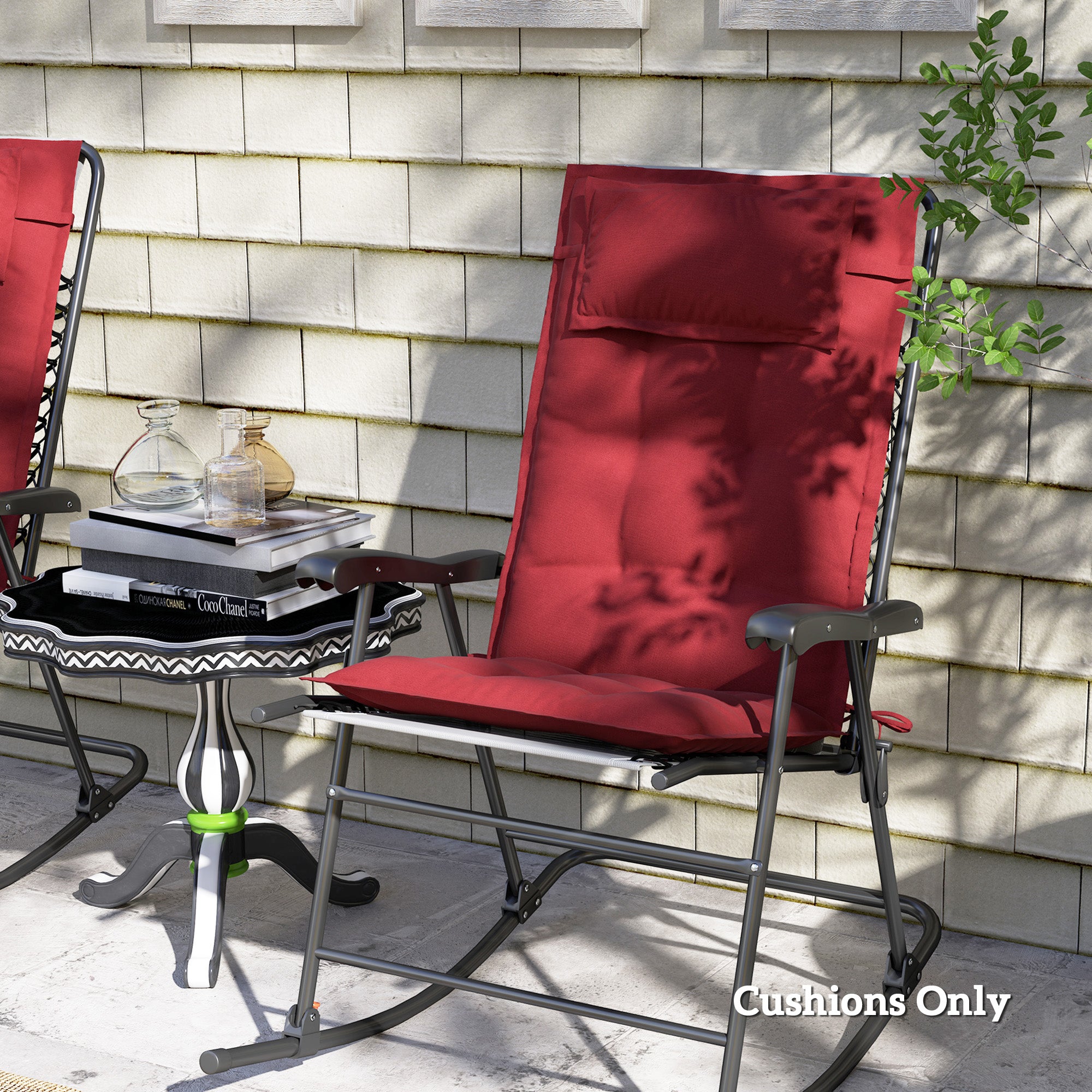 Sun Lounger Cushions, Water-Repellent, 50x116x5 cm, Wine Red