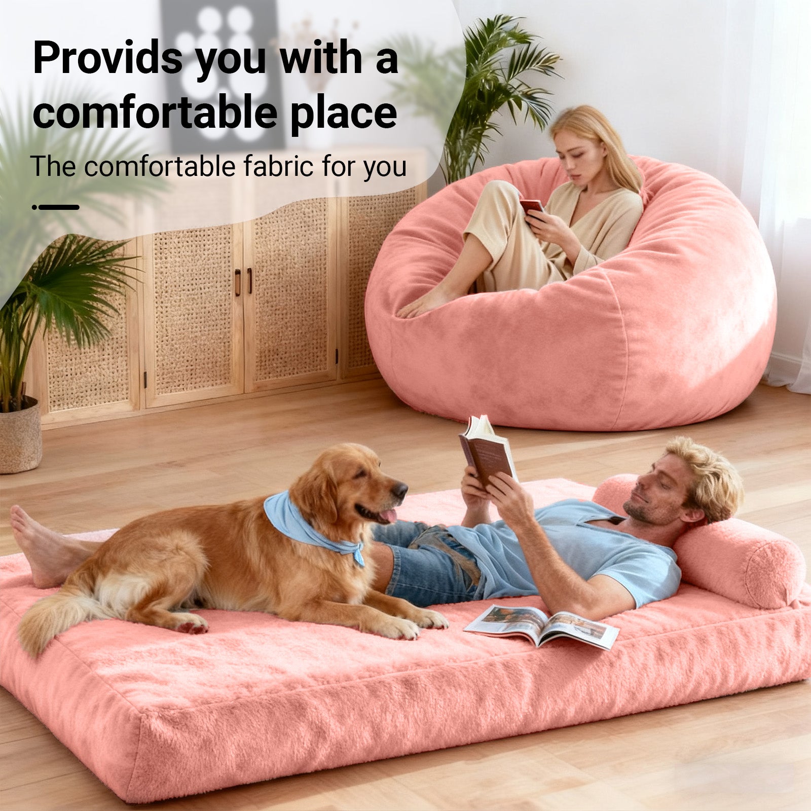 DBC-FENSE Convertible 2-in-1 Bean Bag Chair Bed Lounge Solution