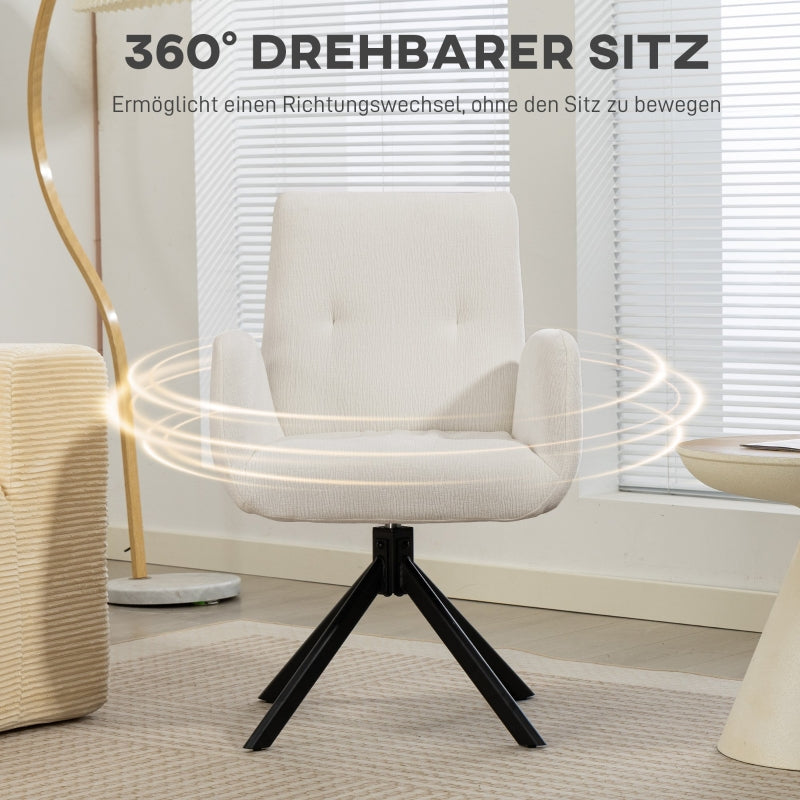 Upholstered Armchair, Accent Chair Modern Design Swivel 120 kg, Cream White